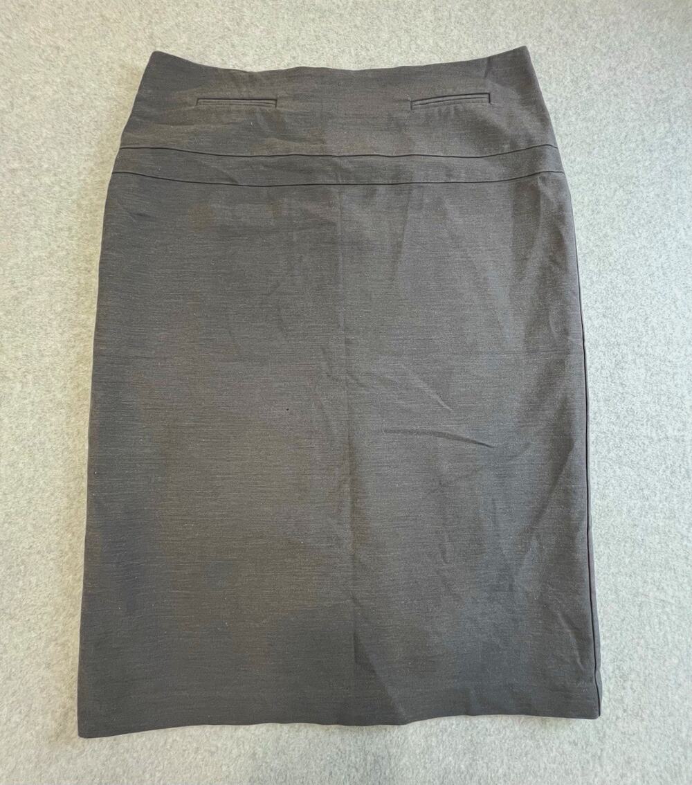 Christopher & Banks Women's Gray Solid Pencil Knee Length Lined Zip Skirt Sz 14